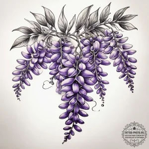 Tattoo sketch wisteria, ink illustration for... - эскиз тату (№1758183915_0, 18.09.2025 08:25) — tattoo-photo.ru