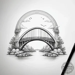 Tattoo sketch rainbow bridge - эскиз тату (№1758184537_0, 18.09.2025 08:35) — tattoo-photo.ru