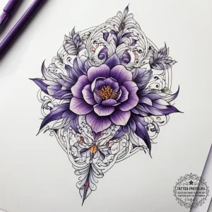 Tattoo sketch purple, tattoo line art, fine l... - эскиз тату (№1758184942_0, 18.09.2025 08:42) — tattoo-photo.ru