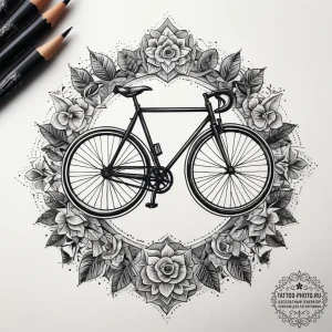 Tattoo sketch cycling bicycle and road, artis... - эскиз тату (№1758187105_0, 18.09.2025 09:18) — tattoo-photo.ru
