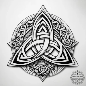 Tattoo sketch triquetra with celtic knots, ta... - эскиз тату (№1758188666_0, 18.09.2025 09:44) — tattoo-photo.ru