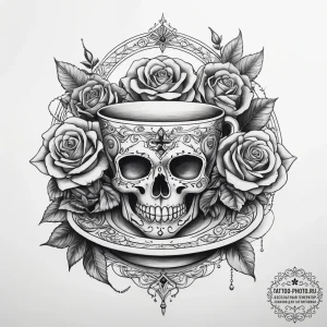 Tattoo sketch teacup tattoo, artistic tattoo... - эскиз тату (№1758189259_0, 18.09.2025 09:54) — tattoo-photo.ru