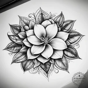 Tattoo sketch gardenia flower, concept art fo... - эскиз тату (№1758190640_0, 18.09.2025 10:17) — tattoo-photo.ru