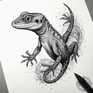 Tattoo sketch gecko, tattoo line art, detaile... - эскиз тату (№1758191232_0, 18.09.2025 10:27) — tattoo-photo.ru