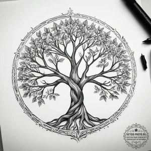 Tattoo sketch slavic tree of life, tattoo fla... - эскиз тату (№1758191426_0, 18.09.2025 10:30) — tattoo-photo.ru