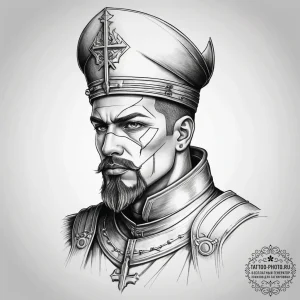 Tattoo sketch soldier with a bishop, tattoo l... - эскиз тату (№1758194785_0, 18.09.2025 11:26) — tattoo-photo.ru