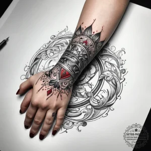 Tattoo sketch hands with a scroll, ink illust... - эскиз тату (№1758196147_0, 18.09.2025 11:49) — tattoo-photo.ru