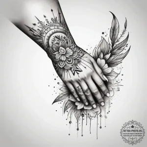 Tattoo sketch hands with a loner, tattoo flas... - эскиз тату (№1758196533_0, 18.09.2025 11:55) — tattoo-photo.ru
