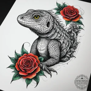 Tattoo sketch spiny-tailed lizard, ink illust... - эскиз тату (№1758199736_0, 18.09.2025 12:48) — tattoo-photo.ru