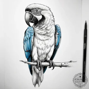 Tattoo sketch puns a macaw that says "i'm a m... - эскиз тату (№1758200130_0, 18.09.2025 12:55) — tattoo-photo.ru