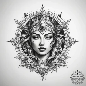 Tattoo sketch cosmic legend - эскиз тату (№1758201777_0, 18.09.2025 13:22) — tattoo-photo.ru