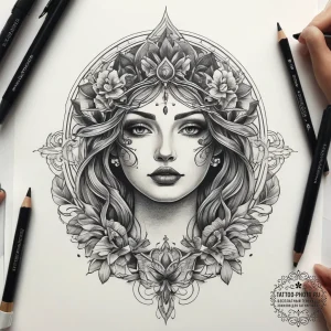 Tattoo sketch divine narrative, tattoo drawin... - эскиз тату (№1758204502_0, 18.09.2025 14:08) — tattoo-photo.ru