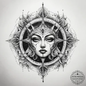 Tattoo sketch cosmic narrative, tattoo line a... - эскиз тату (№1758207231_0, 18.09.2025 14:53) — tattoo-photo.ru