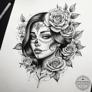 Tattoo sketch divine portrayal, tattoo line a... - эскиз тату (№1758210180_0, 18.09.2025 15:43) — tattoo-photo.ru