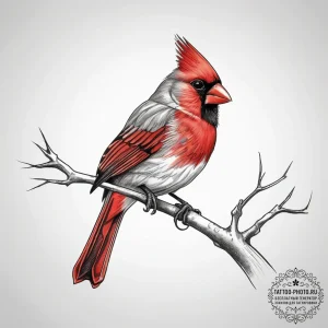 Tattoo sketch northern cardinal, tattoo sketc... - эскиз тату (№1758210576_0, 18.09.2025 15:49) — tattoo-photo.ru
