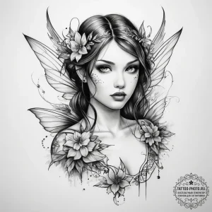 Tattoo sketch fairy tattoo - эскиз тату (№1758212578_0, 18.09.2025 16:22) — tattoo-photo.ru
