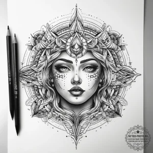 Tattoo sketch cosmic soul, artistic tattoo sk... - эскиз тату (№1758213606_0, 18.09.2025 16:40) — tattoo-photo.ru