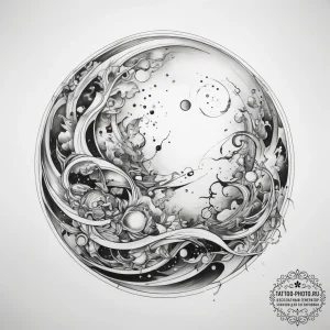 Tattoo sketch universe in a sphere - эскиз тату (№1758219087_0, 18.09.2025 18:11) — tattoo-photo.ru