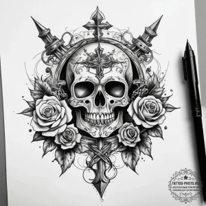 Tattoo sketch scepter, ink illustration for t... - эскиз тату (№1758219487_0, 18.09.2025 18:18) — tattoo-photo.ru