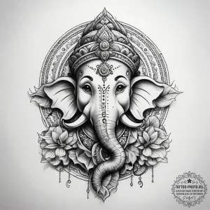 Tattoo sketch ganesh with trunk, tattoo sketc... - эскиз тату (№1758221871_0, 18.09.2025 18:57) — tattoo-photo.ru