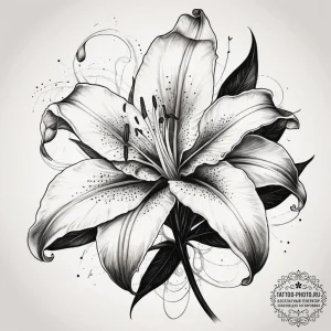Tattoo sketch stargazer lily, concept art for... - эскиз тату (№1758224222_0, 18.09.2025 19:37) — tattoo-photo.ru