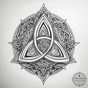 Tattoo sketch triquetra with celtic knots, ta... - эскиз тату (№1758224824_0, 18.09.2025 19:47) — tattoo-photo.ru