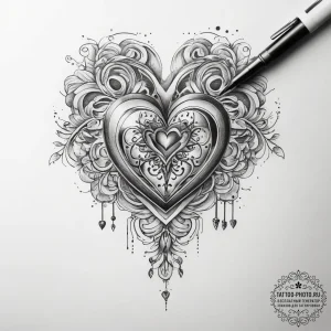 Tattoo sketch key with a heart - эскиз тату (№1758225615_0, 18.09.2025 20:00) — tattoo-photo.ru