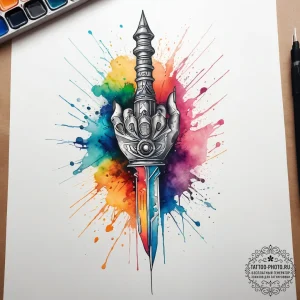 Tattoo sketch hands with a futuristic weapon,... - эскиз тату (№1758226209_0, 18.09.2025 20:10) — tattoo-photo.ru