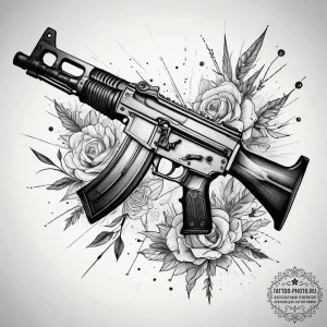Tattoo sketch kalashnikov rifle, artistic tat... - эскиз тату (№1758227648_0, 18.09.2025 20:34) — tattoo-photo.ru