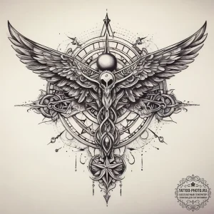 Tattoo sketch mystical plane, tattoo flash sh... - эскиз тату (№1758228243_0, 18.09.2025 20:44) — tattoo-photo.ru
