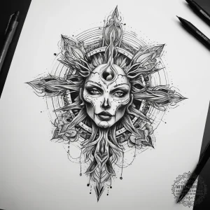 Tattoo sketch cosmic root, artistic tattoo sk... - эскиз тату (№1758229420_0, 18.09.2025 21:03) — tattoo-photo.ru
