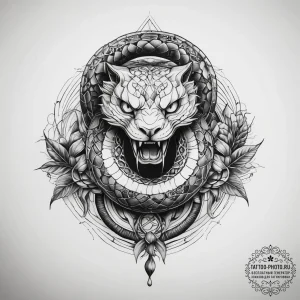 Tattoo sketch veles's symbol with a snake, ta... - эскиз тату (№1758230780_0, 18.09.2025 21:26) — tattoo-photo.ru