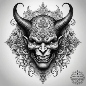 Tattoo sketch devil, ink illustration for tat... - эскиз тату (№1758231773_0, 18.09.2025 21:42) — tattoo-photo.ru