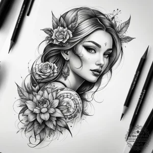 Tattoo sketch divine art, tattoo drawing outl... - эскиз тату (№1758232936_0, 18.09.2025 22:02) — tattoo-photo.ru