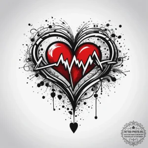 Tattoo sketch heartbeat with a heart, ink ill... - эскиз тату (№1758233323_0, 18.09.2025 22:08) — tattoo-photo.ru