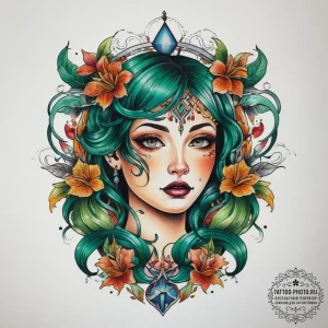 Tattoo sketch green, tattoo flash sheet desig... - эскиз тату (№1758233716_0, 18.09.2025 22:15) — tattoo-photo.ru