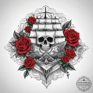 Tattoo sketch узор в виде корабля, ink illust... - эскиз тату (№1758235484_0, 18.09.2025 22:44) — tattoo-photo.ru
