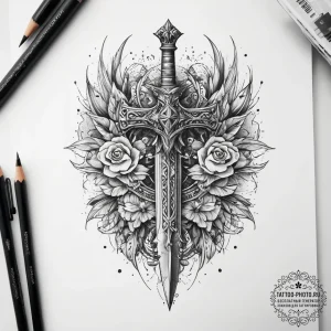 Tattoo sketch dagger, tattoo flash sheet desi... - эскиз тату (№1758236457_0, 18.09.2025 23:00) — tattoo-photo.ru