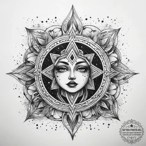 Tattoo sketch cosmic self, artistic tattoo sk... - эскиз тату (№1758239386_0, 18.09.2025 23:49) — tattoo-photo.ru