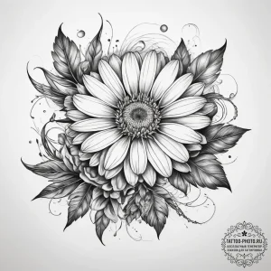 Tattoo sketch calendula - эскиз тату (№1758239579_0, 18.09.2025 23:52) — tattoo-photo.ru