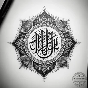 Tattoo sketch islamic calligraphy, tattoo fla... - эскиз тату (№1758241722_0, 19.09.2025 00:28) — tattoo-photo.ru