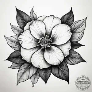 Tattoo sketch primrose flower, tattoo flash s... - эскиз тату (№1758242500_0, 19.09.2025 00:41) — tattoo-photo.ru