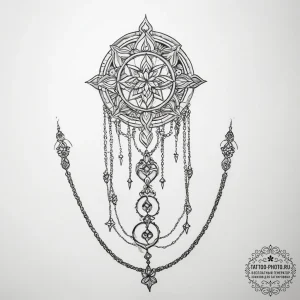 Tattoo sketch delicate chain tattoo - эскиз тату (№1758243661_0, 19.09.2025 01:01) — tattoo-photo.ru