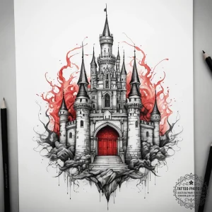 Tattoo sketch castle, tattoo drawing outline,... - эскиз тату (№1758245213_0, 19.09.2025 01:26) — tattoo-photo.ru