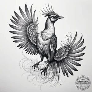 Tattoo sketch lyrebird - эскиз тату (№1758246775_0, 19.09.2025 01:52) — tattoo-photo.ru