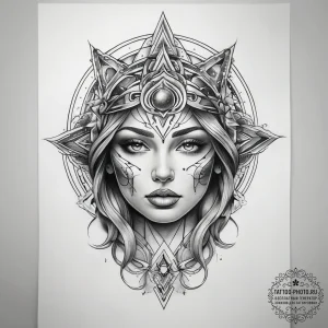 Tattoo sketch cosmic self, artistic tattoo sk... - эскиз тату (№1758248745_0, 19.09.2025 02:25) — tattoo-photo.ru