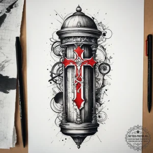 Tattoo sketch djed pillar with a symbol, tatt... - эскиз тату (№1758249533_0, 19.09.2025 02:38) — tattoo-photo.ru