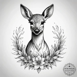Tattoo sketch graceful fawn tattoo, tattoo dr... - эскиз тату (№1758250129_0, 19.09.2025 02:48) — tattoo-photo.ru