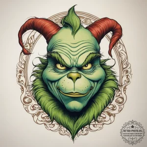 Tattoo sketch the grinch with a tail, tattoo... - эскиз тату (№1758251684_0, 19.09.2025 03:14) — tattoo-photo.ru