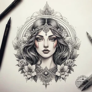 Tattoo sketch blessed self, tattoo sketch des... - эскиз тату (№1758252276_0, 19.09.2025 03:24) — tattoo-photo.ru